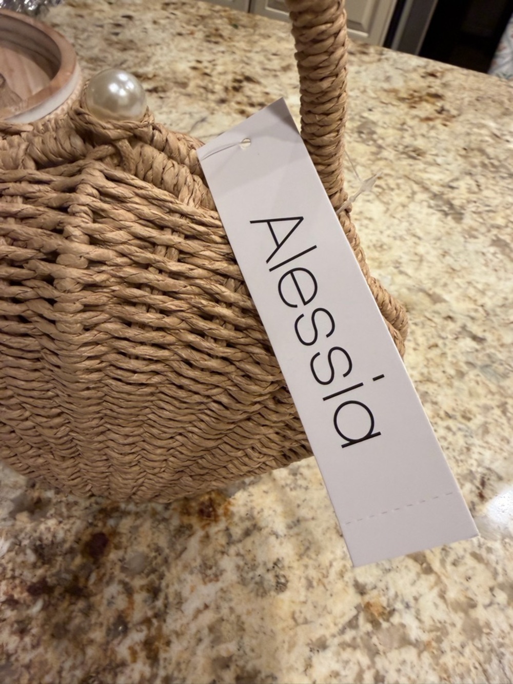 Alessia Woven Straw Shell Handbag in Natural Tan - Picture 8 of 8